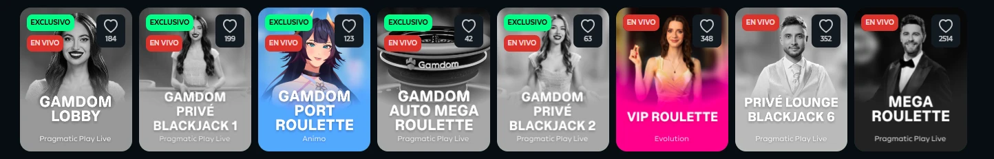 Juegos en vivo en Gamdom