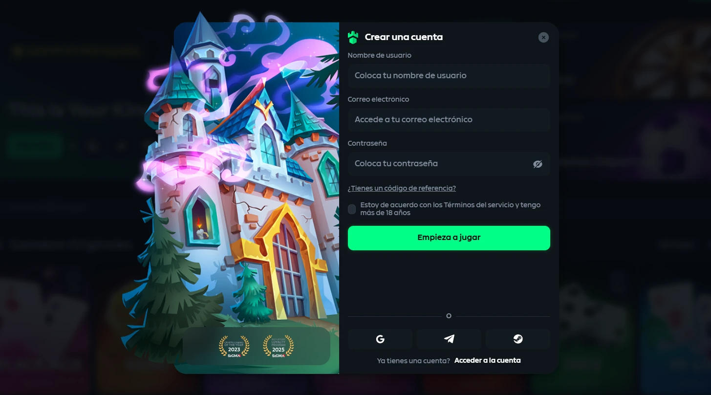 Registro en Gamdom