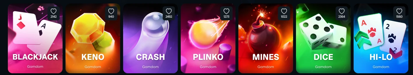 Selección de juegos en Gamdom para jugadores de España